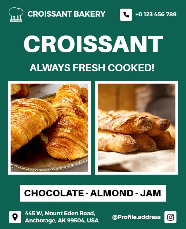 Green Croissant Food Flyer Template