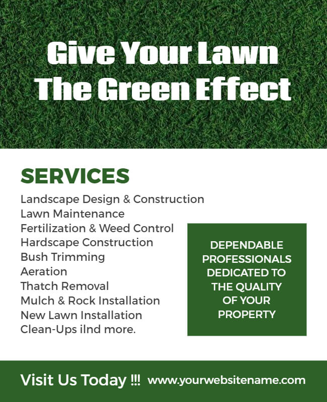 Green & White Lawn Care Flyer