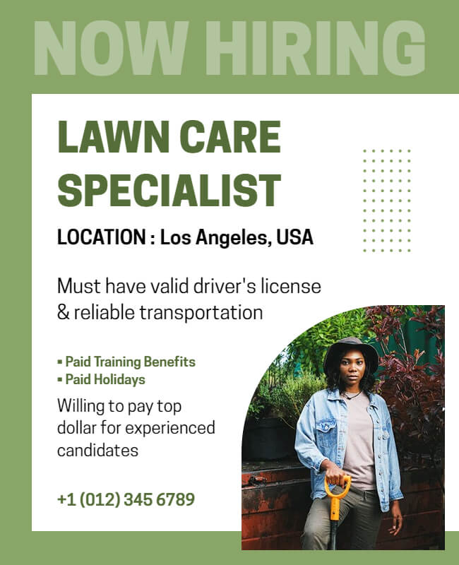 Now Hiring Lawn Care Flyer Template