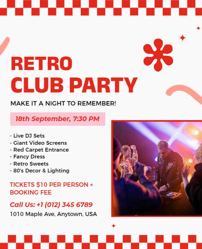 Retro Club Party Flyer Template