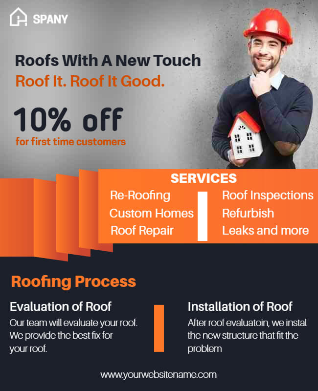 Roofing Process Promotional Flyer Template