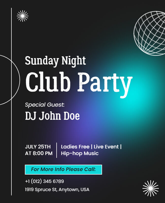 Sunday Night Club Party Flyer