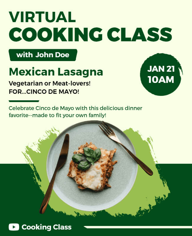 Virtual Cooking Class Flyer