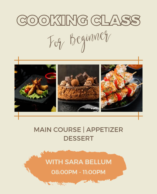 Whisk & Sizzle Cooking Class Flyer