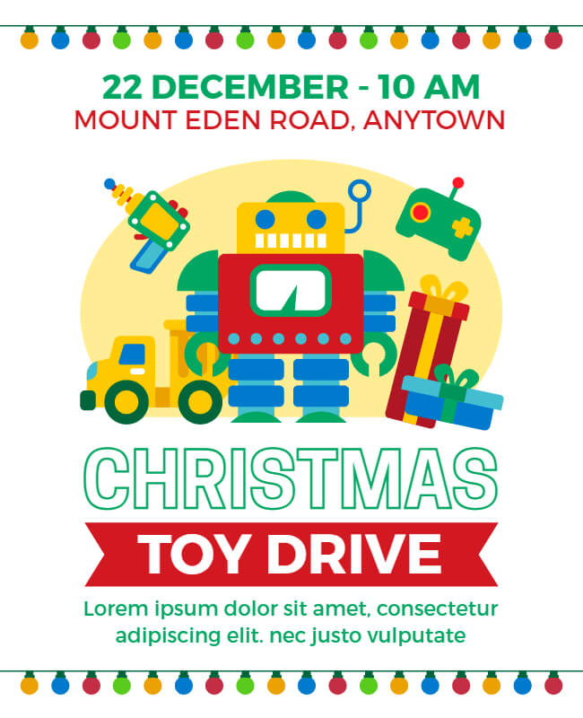 White Christmas Toy Drive Flyer Template