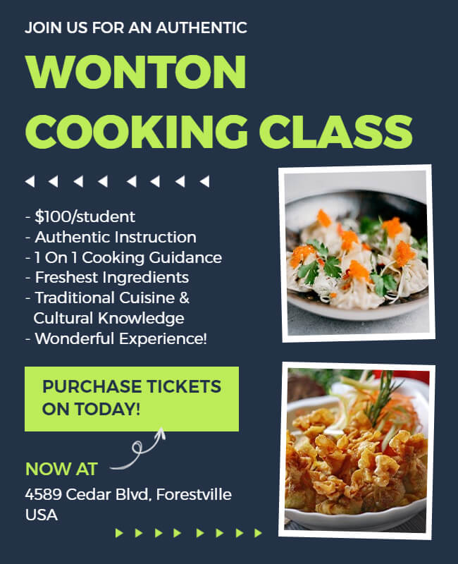 Wonton Cooking Class Flyer
