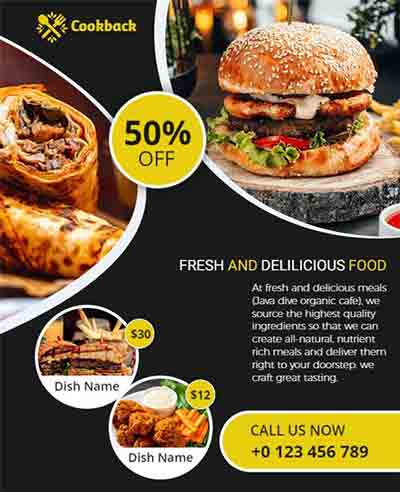 Abstract Delicious Burger Offer Flyer Template