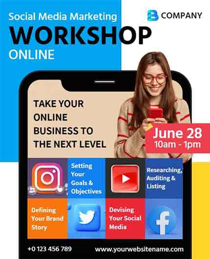 Realistic Social Media Workshop Flyer Template