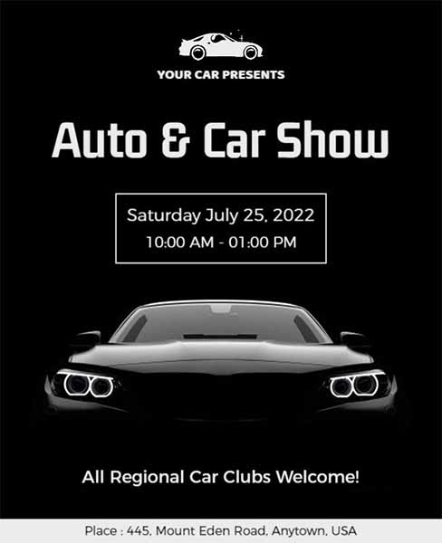 Black and White Auto Car Show Flyer Template