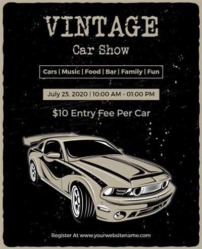Black and White Car Show Flyer Template
