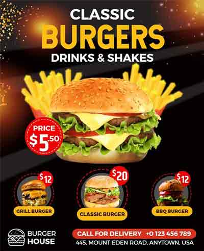 Gradient Classic Burger Price Flyer Template