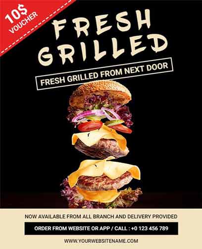 Stylish Fresh Grilled Burger Flyer Template