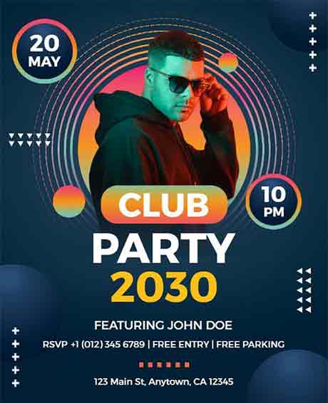Geometric Club Party Flyer Template