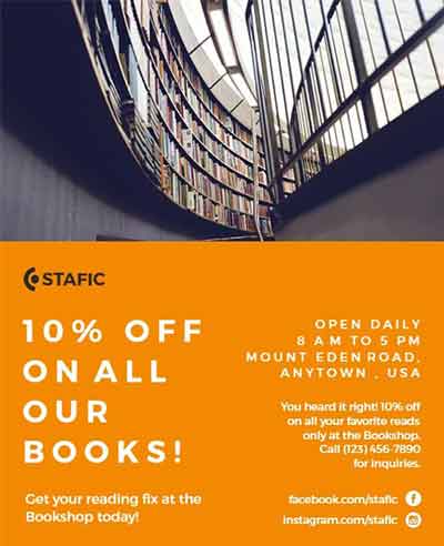 Realistic Bookshop Promotional Flyer Template