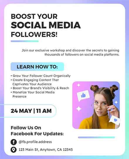 Vintage Boost Social Media Followers Flyer Template