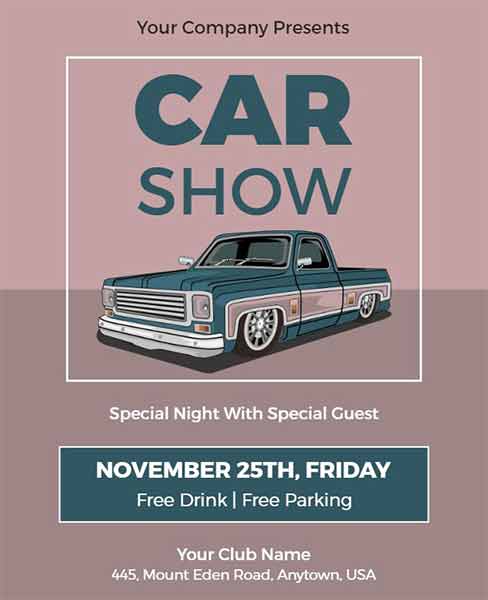 Minimalist Car Show Special Event Flyer Template