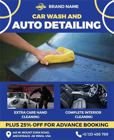Geometric Car Wash and Auto Detailing Flyer Template