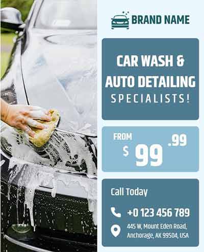 Minimal Car Wash and Auto Detailing Services Flyer Template