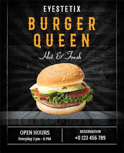 Chalkboard Burger Queen Flyer Template