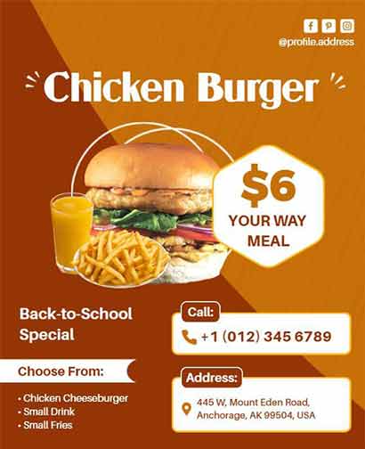 Creative Chicken Burger Flyer Template