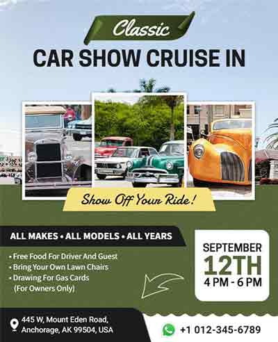 Realistic Classic Car Show Cruise in Flyer Template