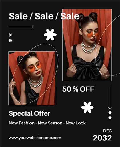 Vintage Clothing Sale Promotional Flyer Template