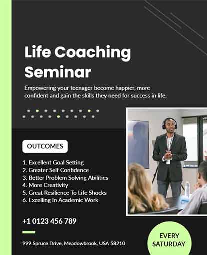 Neon Coaching Seminar Flyer Template
