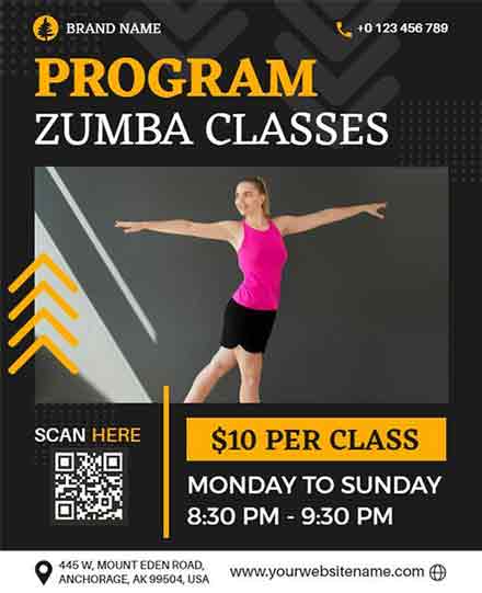 Artistic Zumba Class Flyer Template
