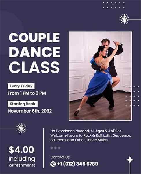 Creative Couple Dance Class Flyer Template