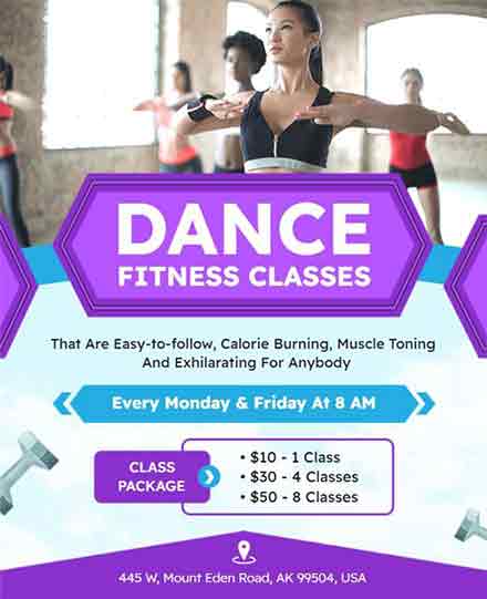 Artistic Dance Fitness Classes Flyer Template