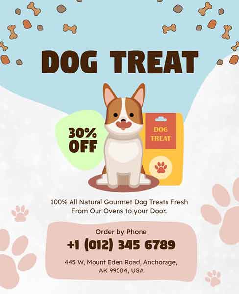 Pastel Dog Treat Animal Flyer Template