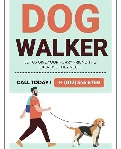 Minimalist Dog Walker Flyer Template
