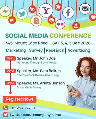 Artistic Social Media Conference Flyer Template