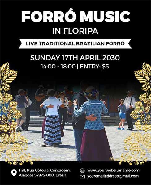 Floral Forro Dance Music Flyer Template