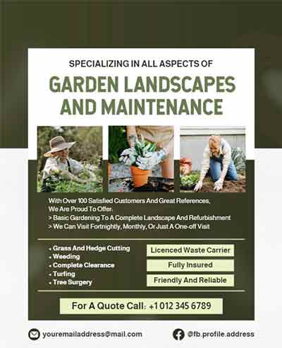 Realistic Garden Landscapes Maintenance Flyer Template