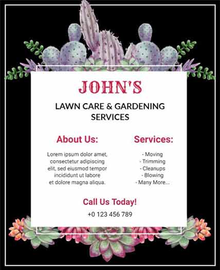 Floral Lawn Care Service Flyer Template