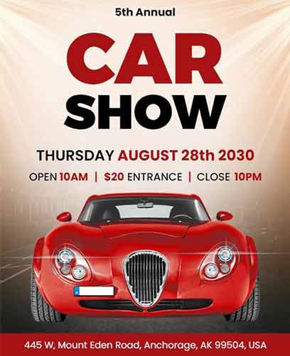 Almond Gradient Car Show Flyer Template