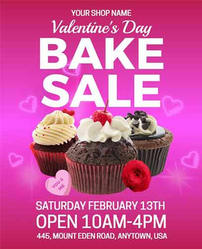 Gradient Valentine's Day Bake Sale Flyer Template