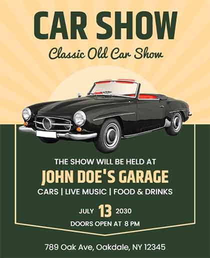 Artistic Old Car Show Flyer Template