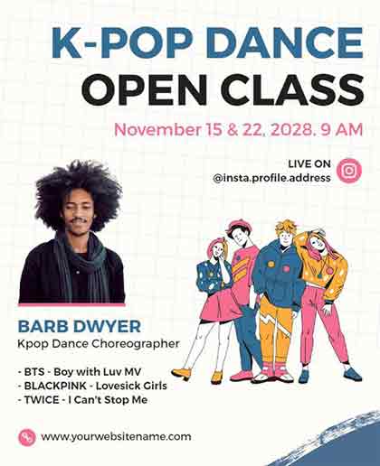 Pastel K Pop Dance Open Class Flyer Template