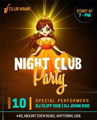 Gradient Night Club Party Flyer Template