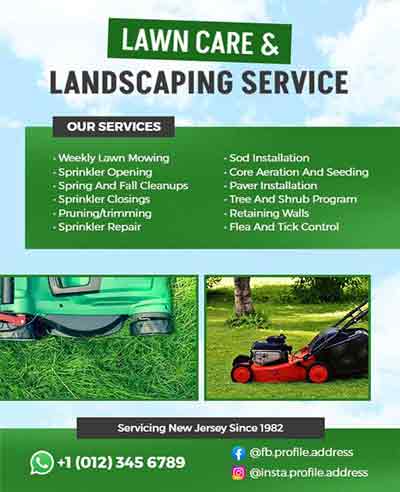 Realistic Lawn Care and Landscaping Services Flyer Template