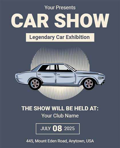 Minimal Legendary Exhibition Car Show Event Flyer