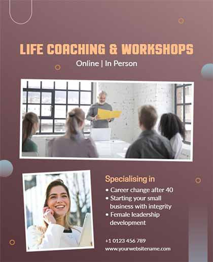 Photo Frame Life Coaching Workshop Flyer Template