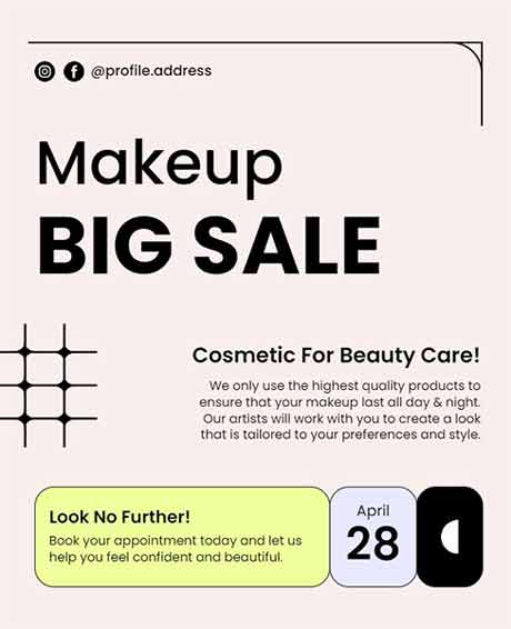 Pastel Makeup Sale Promotional Flyer Template