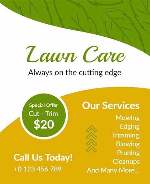 Abstract Lawn Care Offer Flyer Template