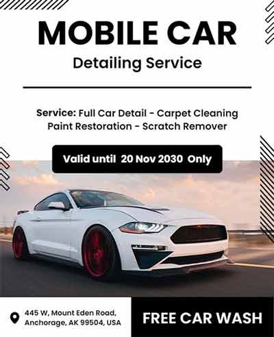 Realistic Mobile Car Detailing Service Flyer Template
