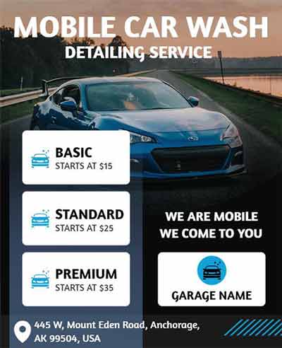 Realistic Mobile Car Wash Detailing Service Flyer Template
