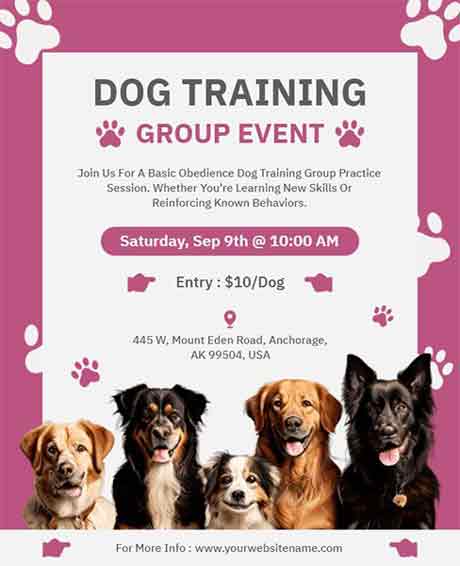 Photo Frame Dog Training Group Event Flyer Template