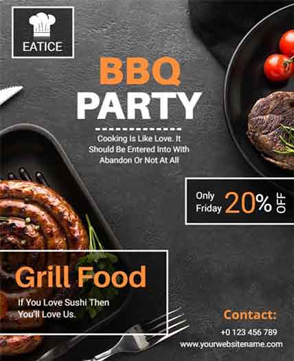 Realistic BBQ Party Food Flyer Template